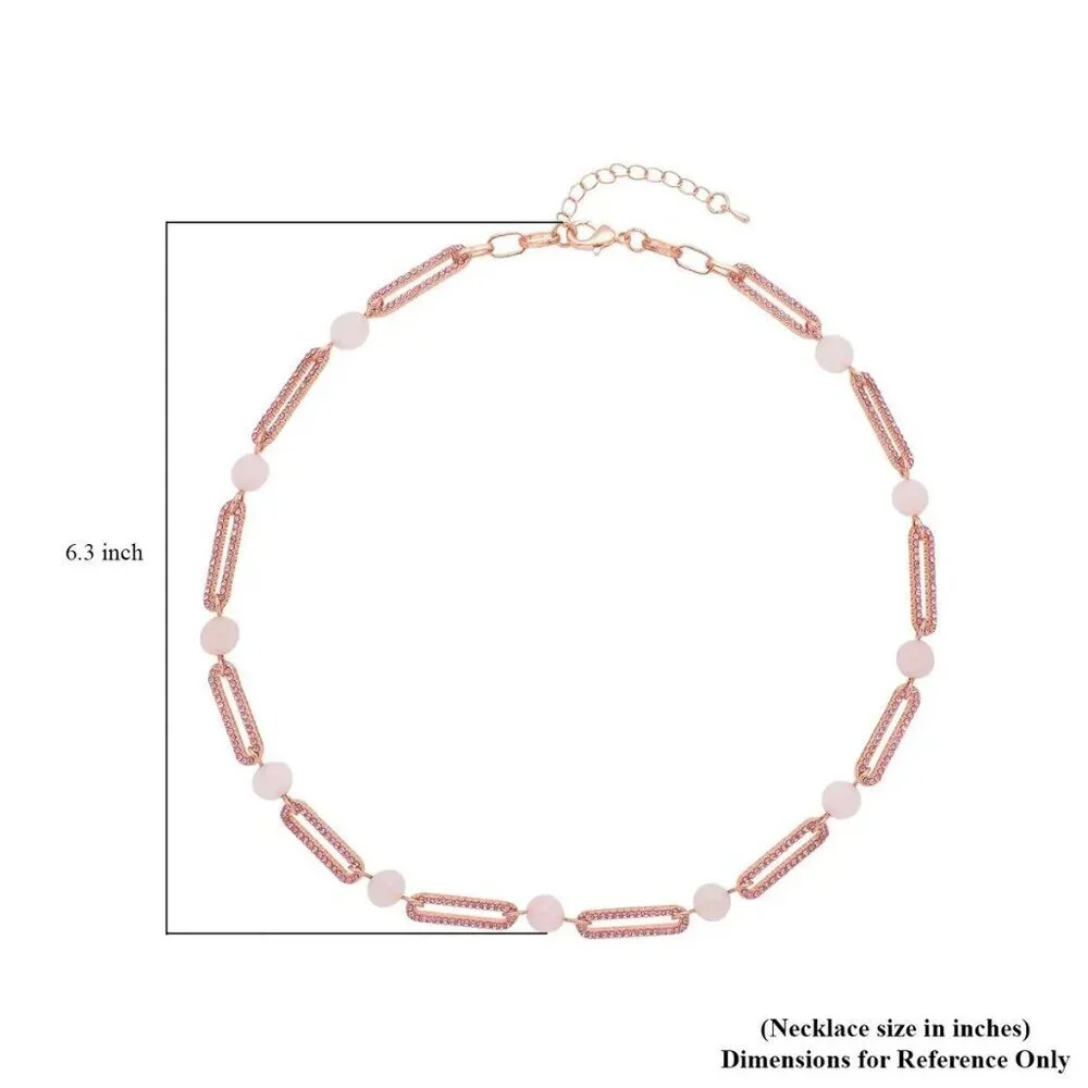 New, Galilea Rose Quality & Pink Austian Crystal Paper Clip Necklace, 20 Inches - Picture 6 of 6